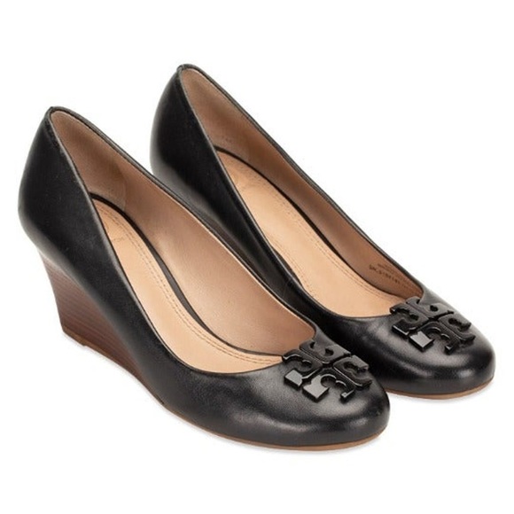 Tory Burch Shoes - Tory Burch Lowell Wedge Pump Black Leather
